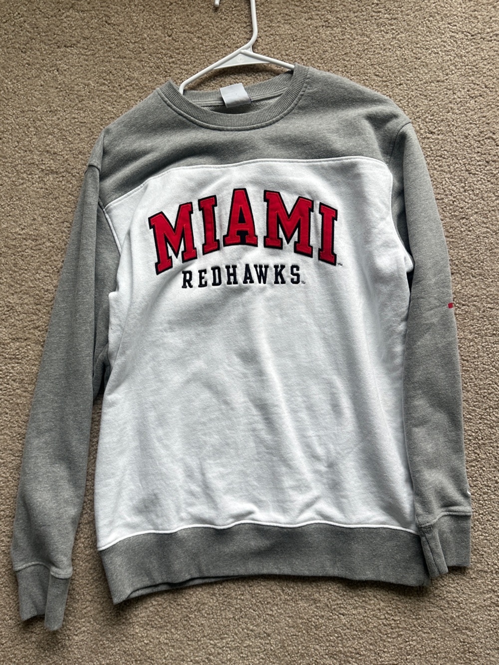 Champion Gray and White "Miami Redhawks" Crewneck Sweatshirt